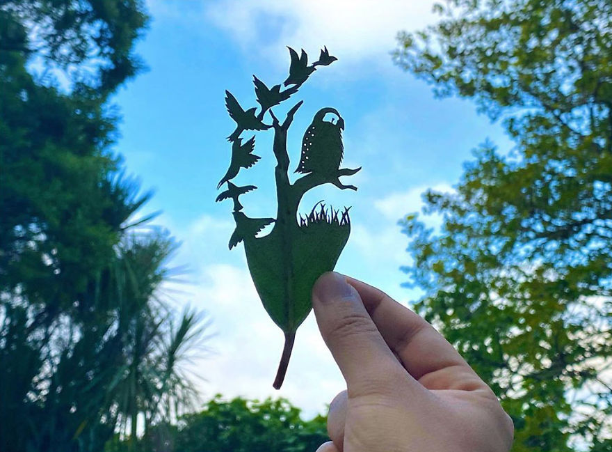 This Japanese Artist Is Going Viral With His Amazing Works Of Art Using Tree Leaves (127 Pics)