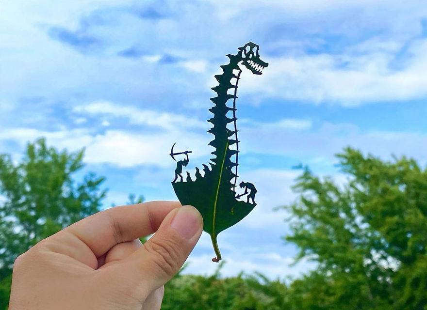 This Japanese Artist Is Going Viral With His Amazing Works Of Art Using Tree Leaves (127 Pics)