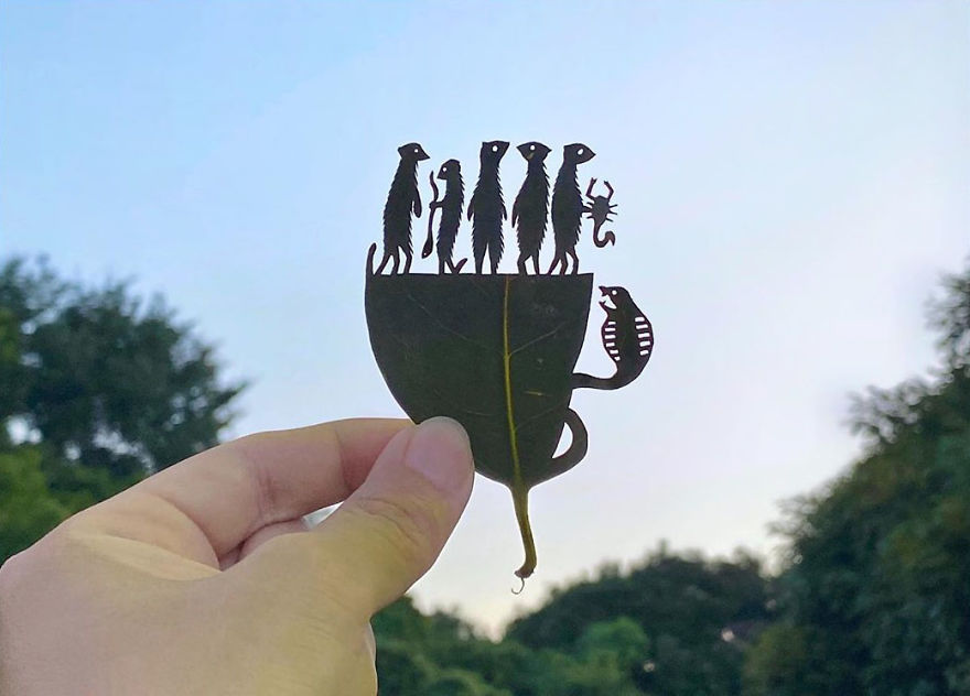 This Japanese Artist Is Going Viral With His Amazing Works Of Art Using Tree Leaves (127 Pics)