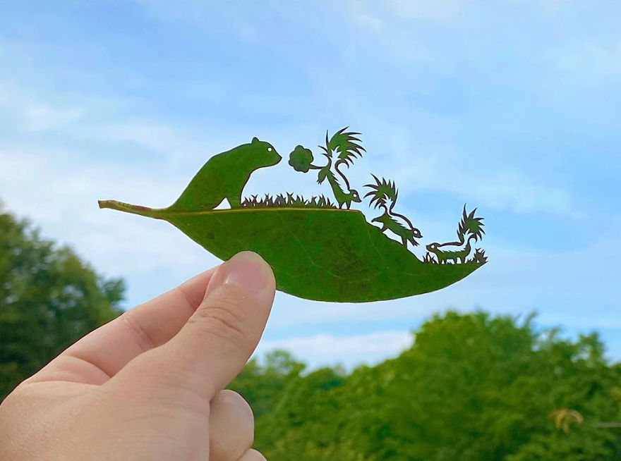This Japanese Artist Is Going Viral With His Amazing Works Of Art Using Tree Leaves (127 Pics)