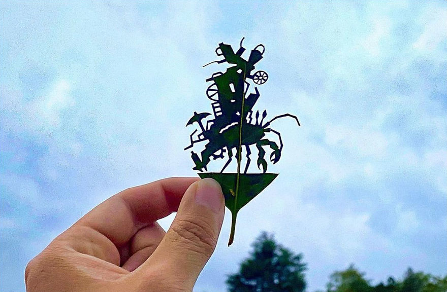This Japanese Artist Is Going Viral With His Amazing Works Of Art Using Tree Leaves (127 Pics)