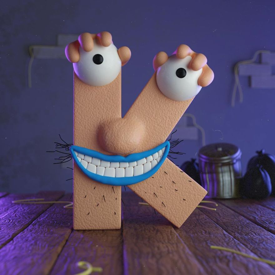 This Artist Illustrated The Alphabet Using Cartoon Characters (26 Pics)