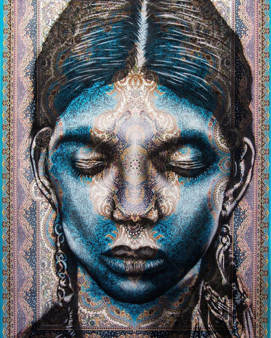 I Paint Women Portraits On Persian Rugs, Which Creates A Magical Fusion Of Ancient Culture And Contemporary Urban Art
