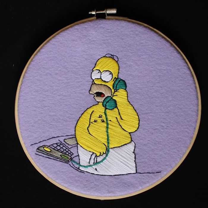 I Recreate My Favorite Simpsons Scenes With Embroidery