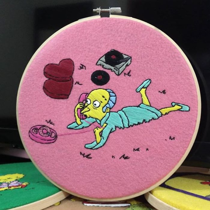 I Recreate My Favorite Simpsons Scenes With Embroidery