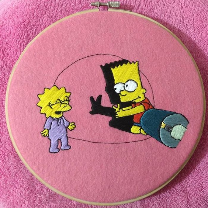 I Recreate My Favorite Simpsons Scenes With Embroidery