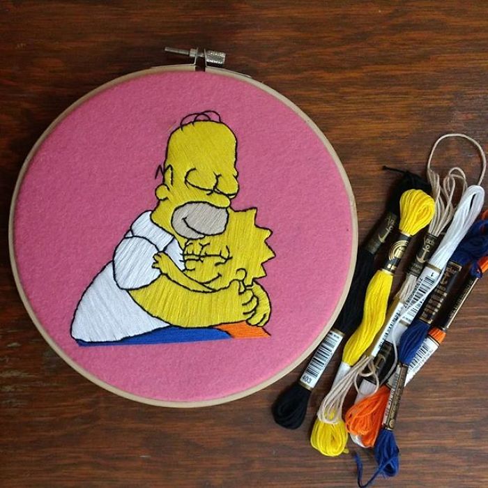 I Recreate My Favorite Simpsons Scenes With Embroidery
