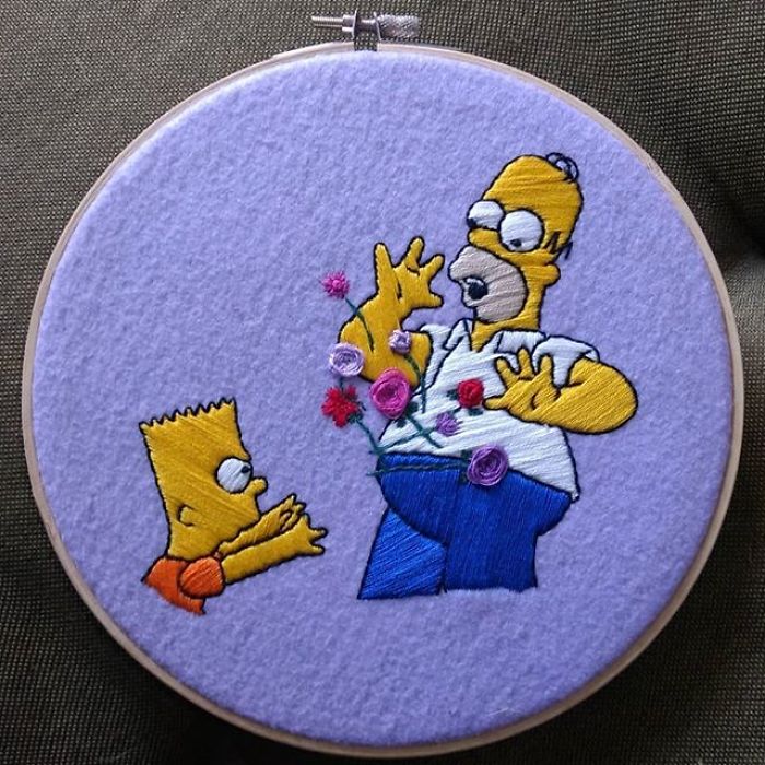 I Recreate My Favorite Simpsons Scenes With Embroidery