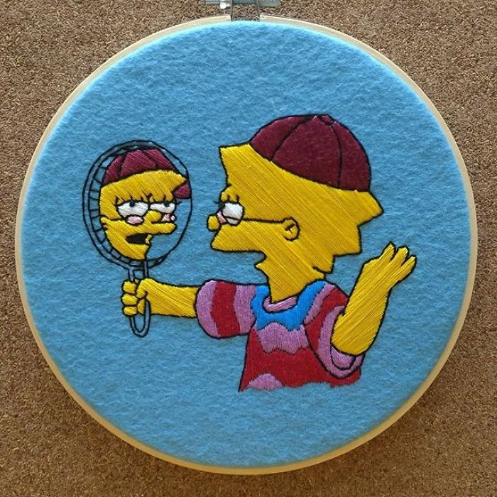 I Recreate My Favorite Simpsons Scenes With Embroidery