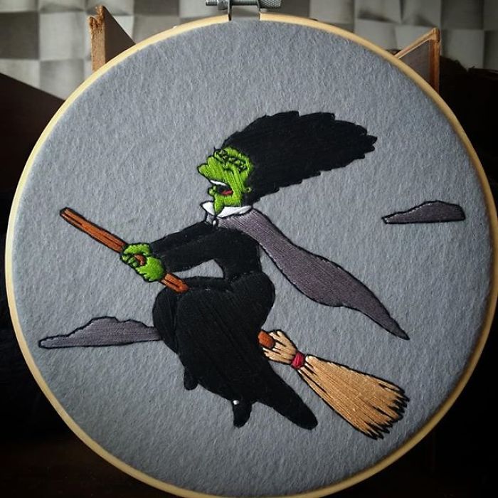 I Recreate My Favorite Simpsons Scenes With Embroidery
