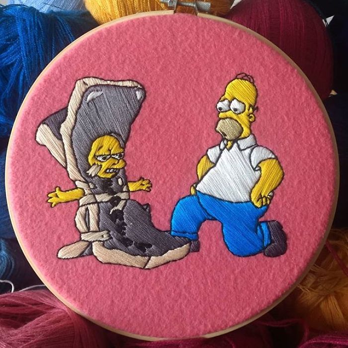 I Recreate My Favorite Simpsons Scenes With Embroidery