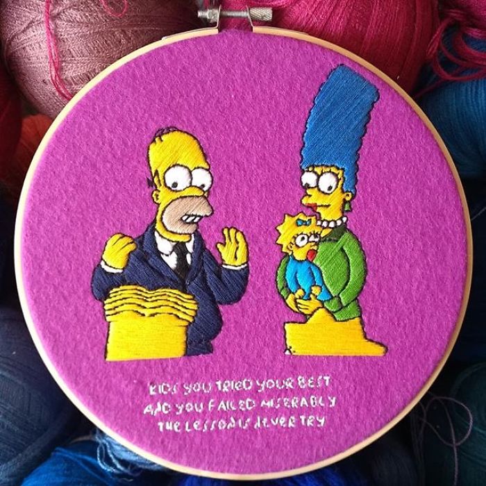I Recreate My Favorite Simpsons Scenes With Embroidery