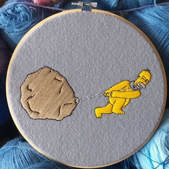 I Recreate My Favorite Simpsons Scenes With Embroidery