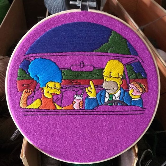 I Recreate My Favorite Simpsons Scenes With Embroidery