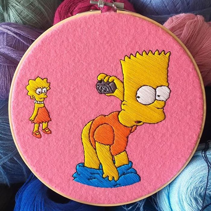 I Recreate My Favorite Simpsons Scenes With Embroidery