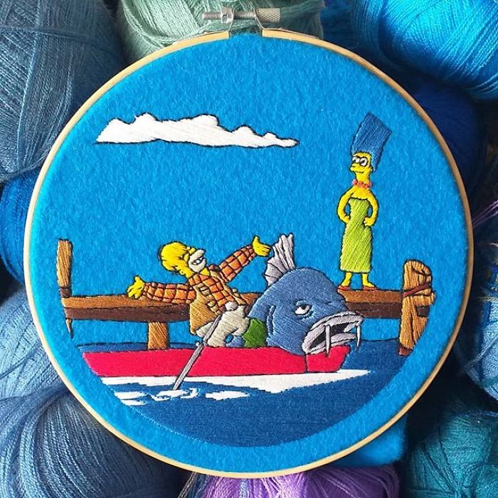 I Recreate My Favorite Simpsons Scenes With Embroidery