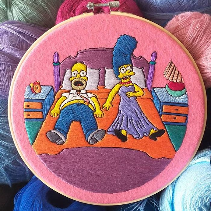 I Recreate My Favorite Simpsons Scenes With Embroidery