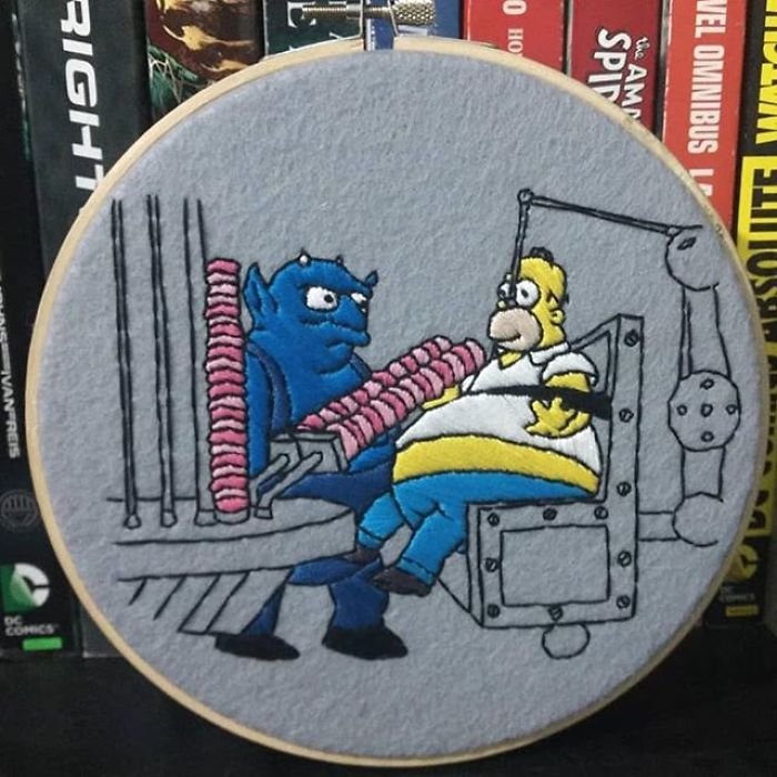 I Recreate My Favorite Simpsons Scenes With Embroidery