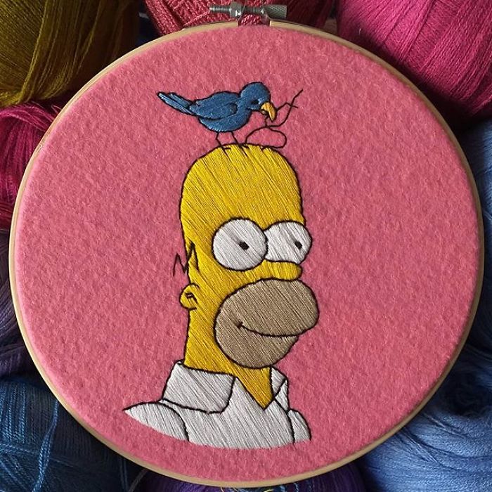 I Recreate My Favorite Simpsons Scenes With Embroidery