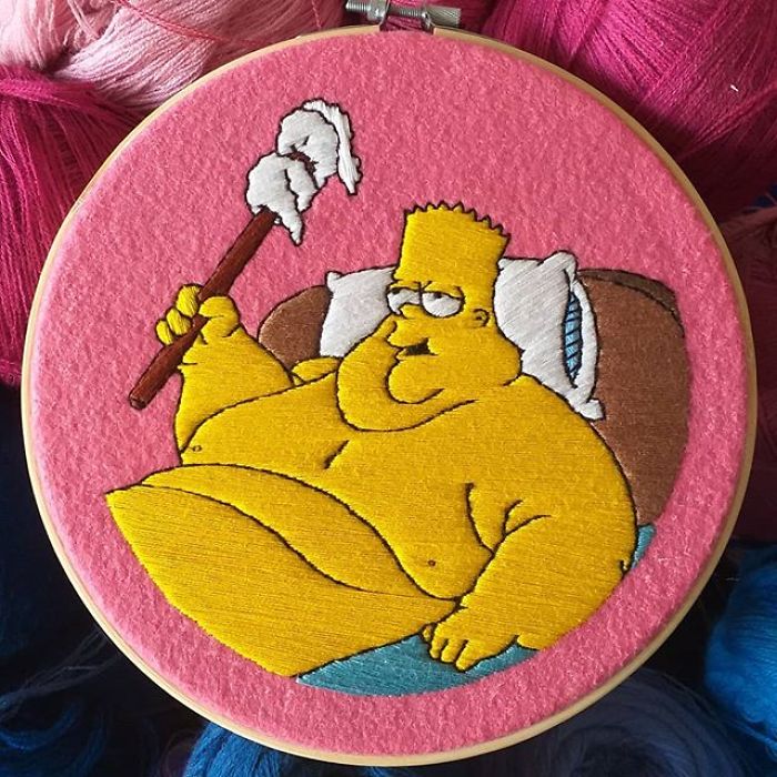 I Recreate My Favorite Simpsons Scenes With Embroidery