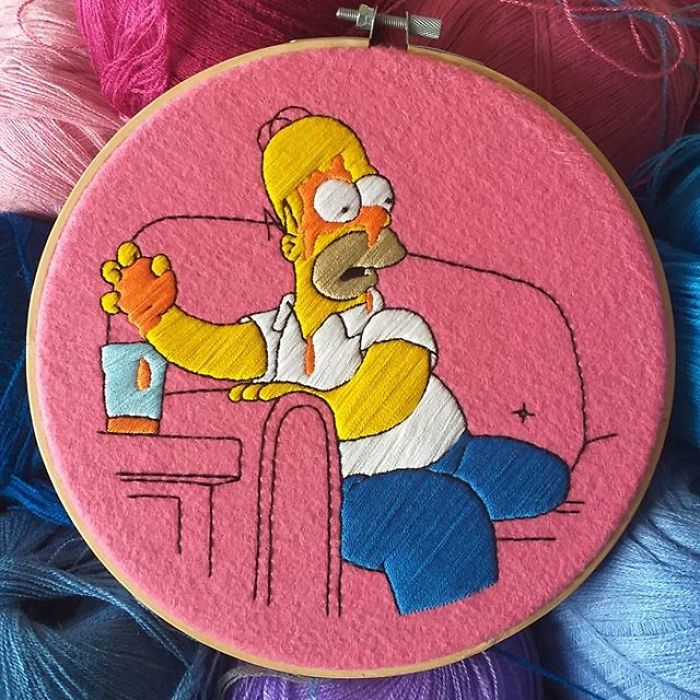 I Recreate My Favorite Simpsons Scenes With Embroidery