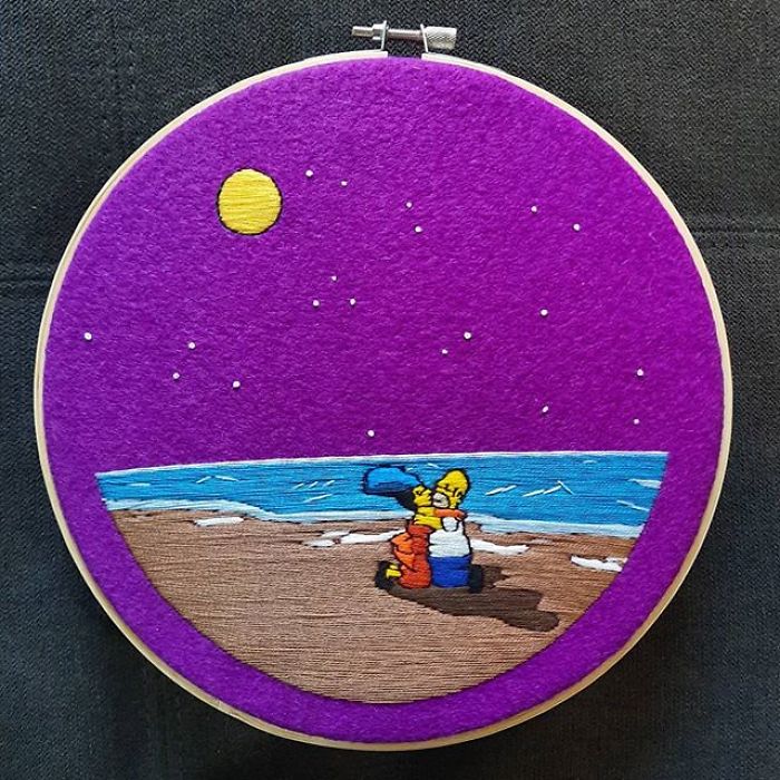 I Recreate My Favorite Simpsons Scenes With Embroidery