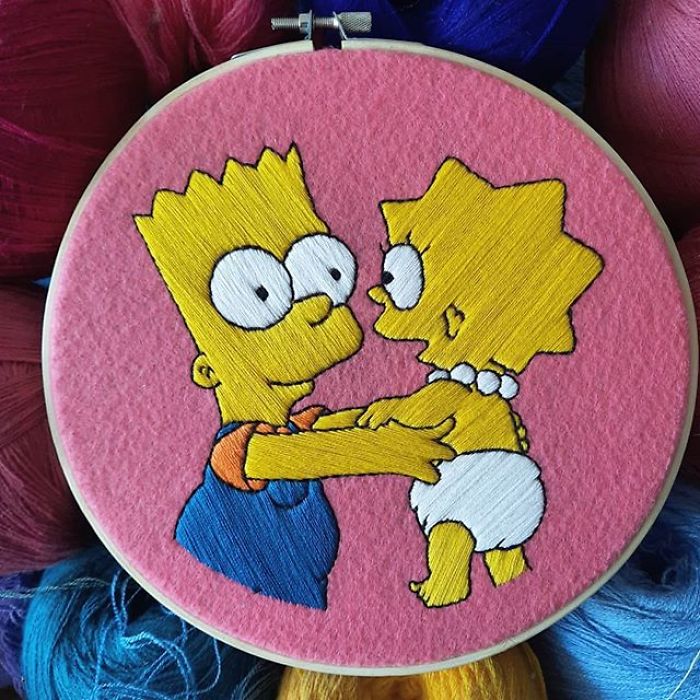 I Recreate My Favorite Simpsons Scenes With Embroidery