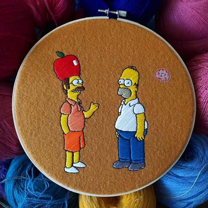 I Recreate My Favorite Simpsons Scenes With Embroidery
