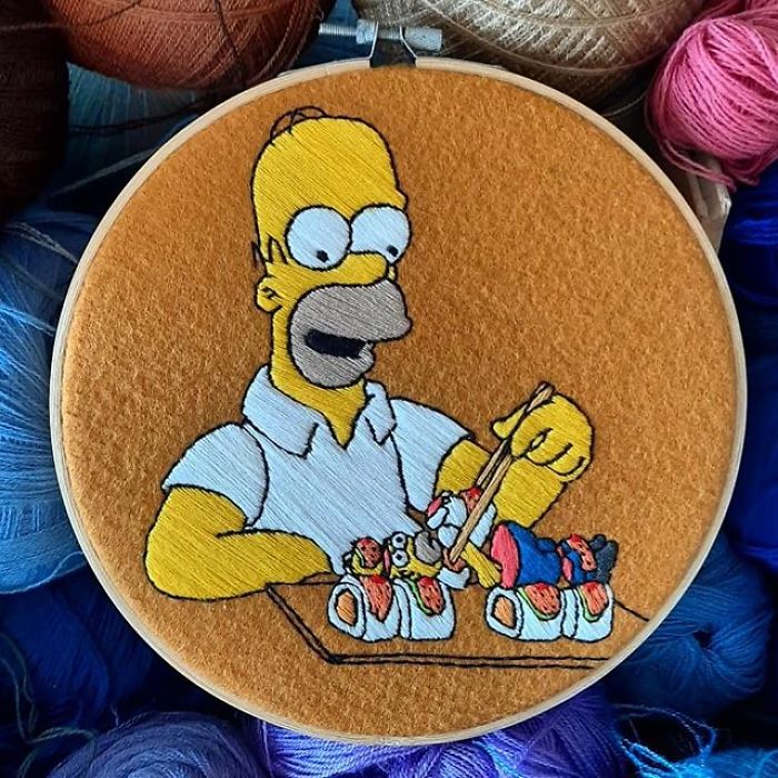 I Recreate My Favorite Simpsons Scenes With Embroidery