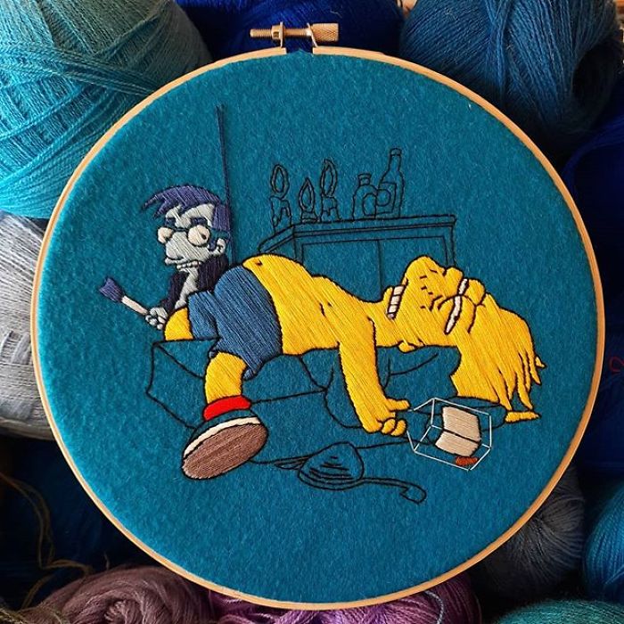 I Recreate My Favorite Simpsons Scenes With Embroidery