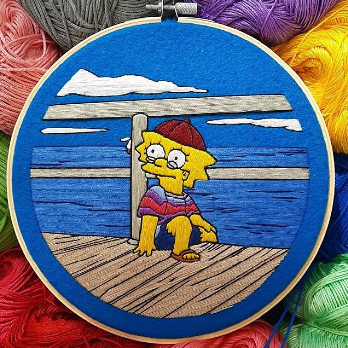 I Recreate My Favorite Simpsons Scenes With Embroidery