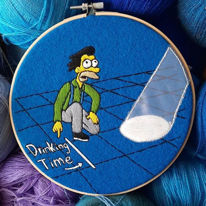 I Recreate My Favorite Simpsons Scenes With Embroidery