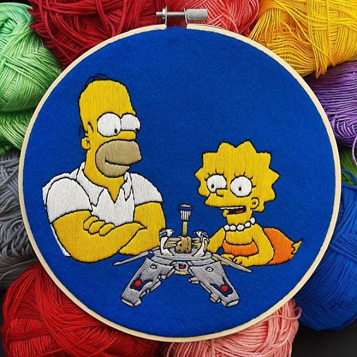 I Recreate My Favorite Simpsons Scenes With Embroidery