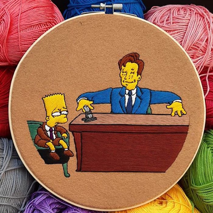 I Recreate My Favorite Simpsons Scenes With Embroidery