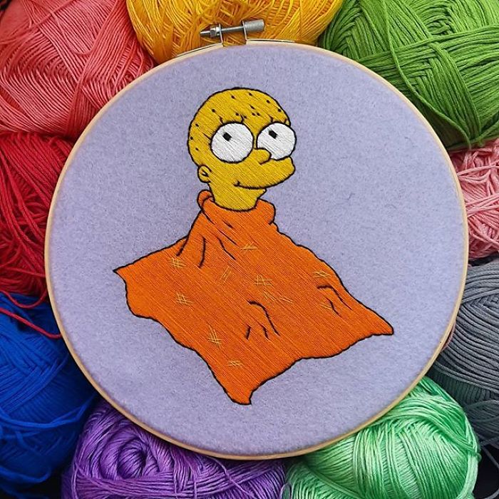 I Recreate My Favorite Simpsons Scenes With Embroidery