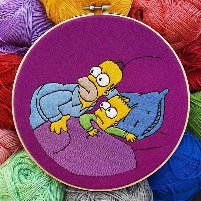 I Recreate My Favorite Simpsons Scenes With Embroidery