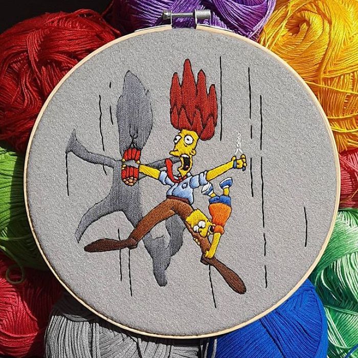 I Recreate My Favorite Simpsons Scenes With Embroidery