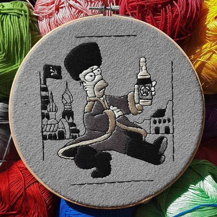 I Recreate My Favorite Simpsons Scenes With Embroidery