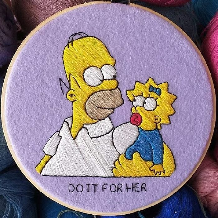 I Recreate My Favorite Simpsons Scenes With Embroidery
