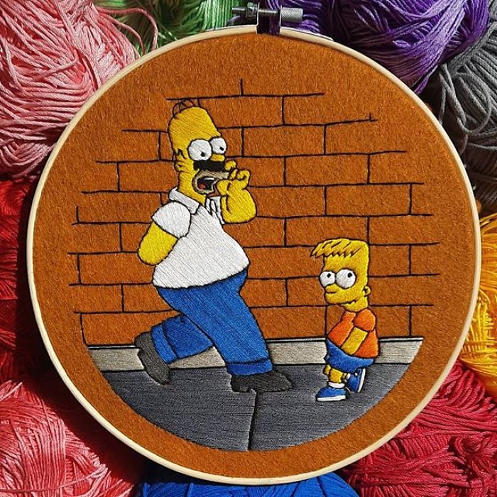 I Recreate My Favorite Simpsons Scenes With Embroidery