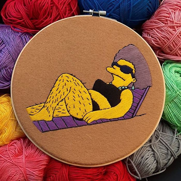 I Recreate My Favorite Simpsons Scenes With Embroidery