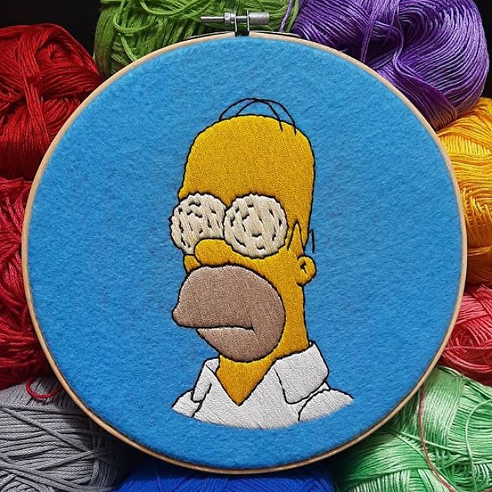 I Recreate My Favorite Simpsons Scenes With Embroidery