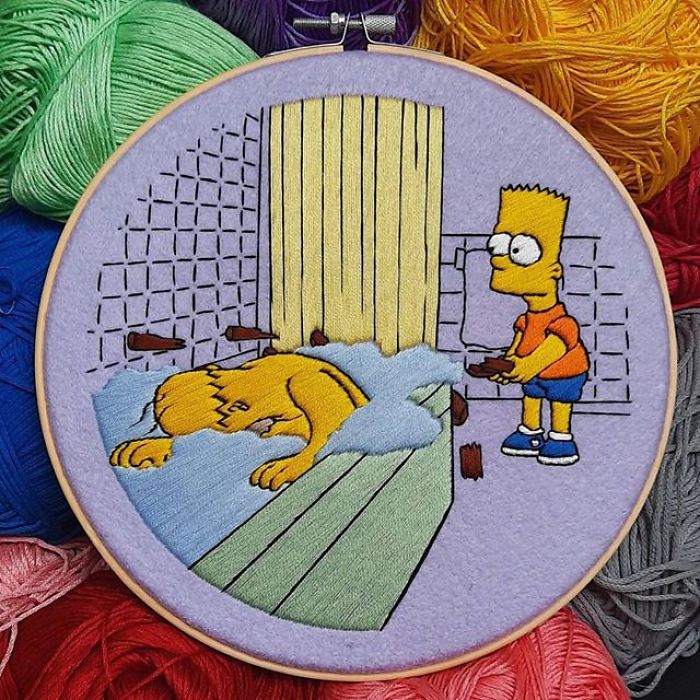 I Recreate My Favorite Simpsons Scenes With Embroidery