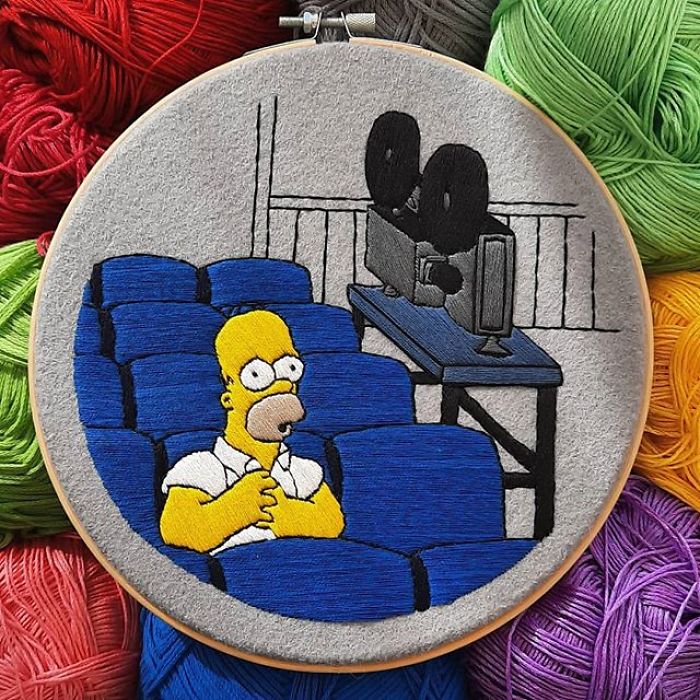I Recreate My Favorite Simpsons Scenes With Embroidery