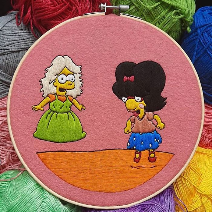 I Recreate My Favorite Simpsons Scenes With Embroidery