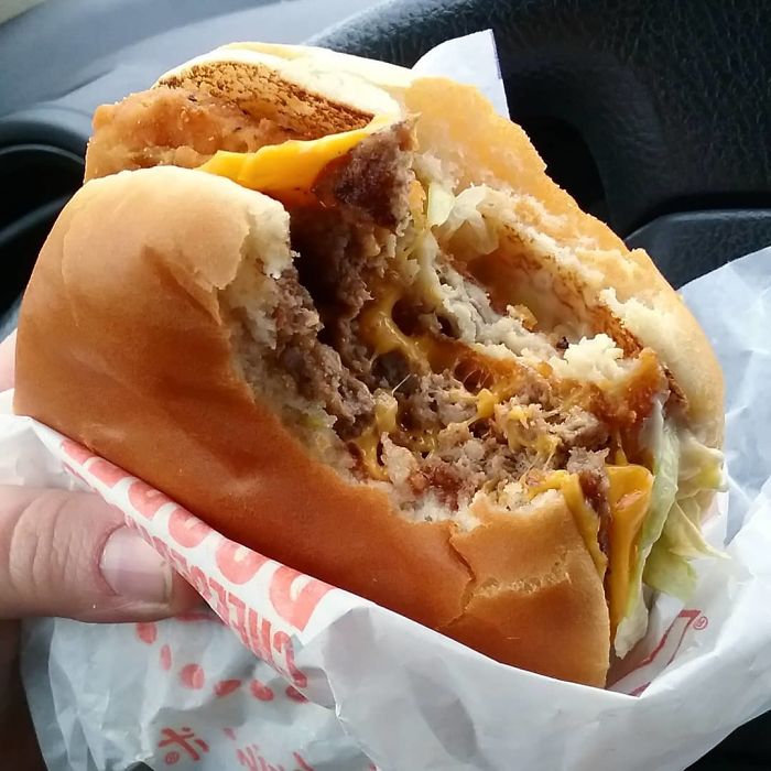 A Double Cheeseburger, Mcchicken With Mack Sauce, Remove Bottom Buns, And Smush Together. Extra Cheese Optional