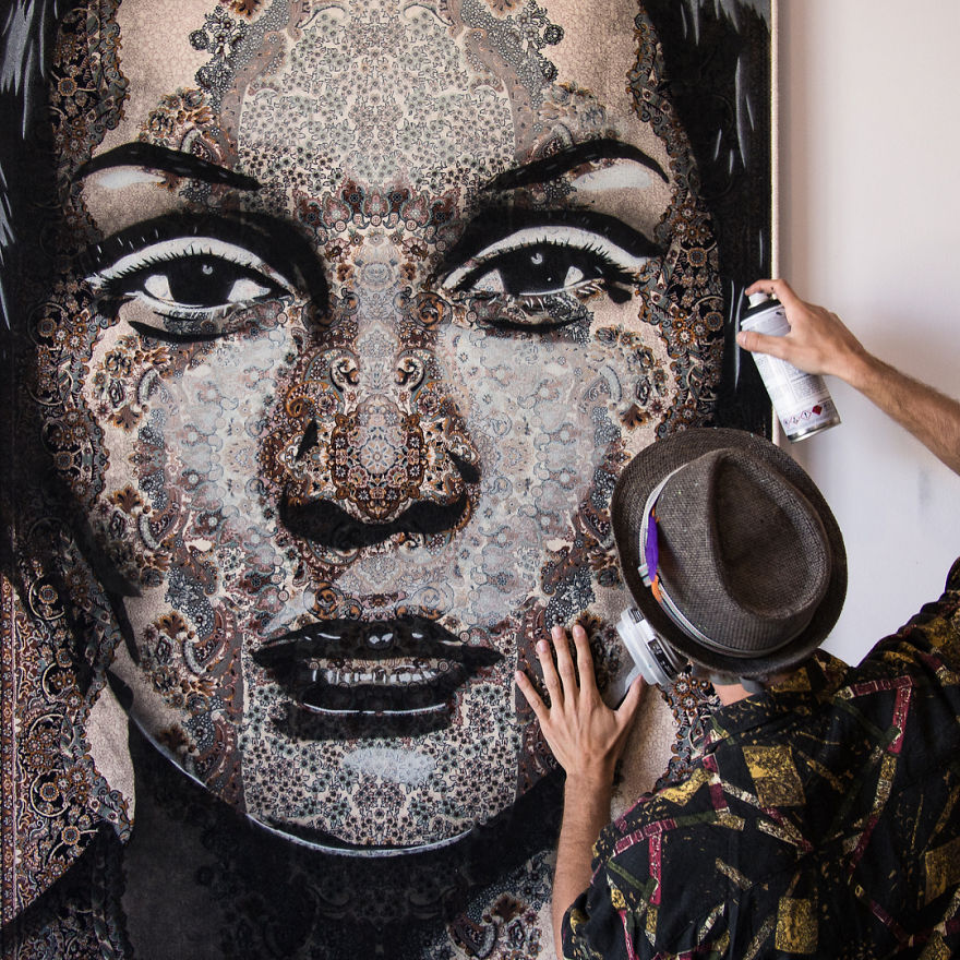 I Paint Women Portraits On Persian Rugs, Which Creates A Magical Fusion Of Ancient Culture And Contemporary Urban Art