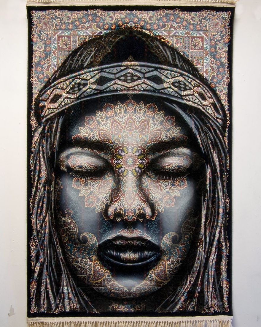 I Paint Women Portraits On Persian Rugs, Which Creates A Magical Fusion Of Ancient Culture And Contemporary Urban Art