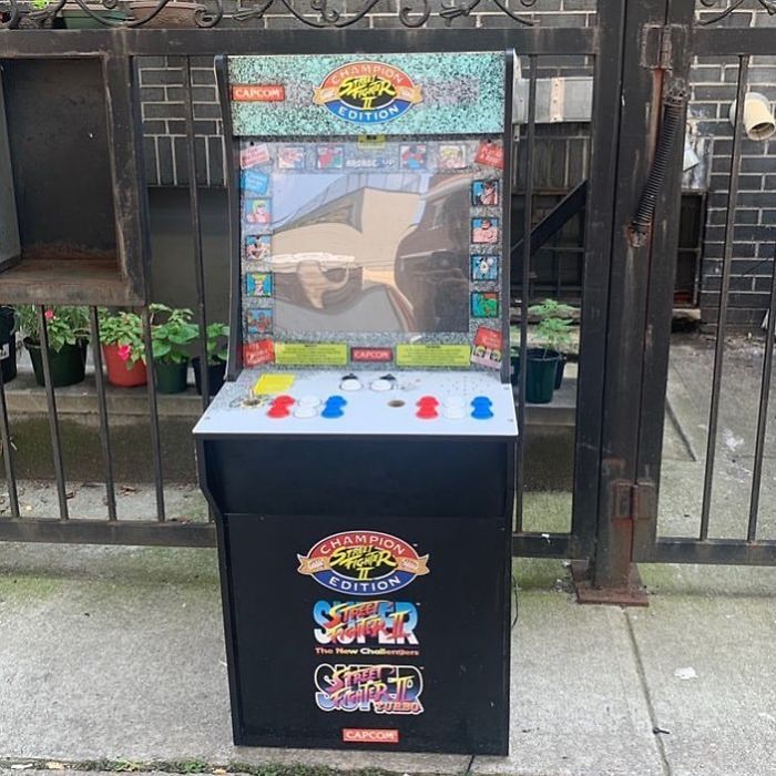 What Is Happening Today??? First A Fooze Ball Table And Now An Arcade Street Fighter? Am I Too Excited About Parlor Games? I Am, Aren’t I? Myrtle Ave And Stockholm Street! #stooping #stoopingbrooklyn