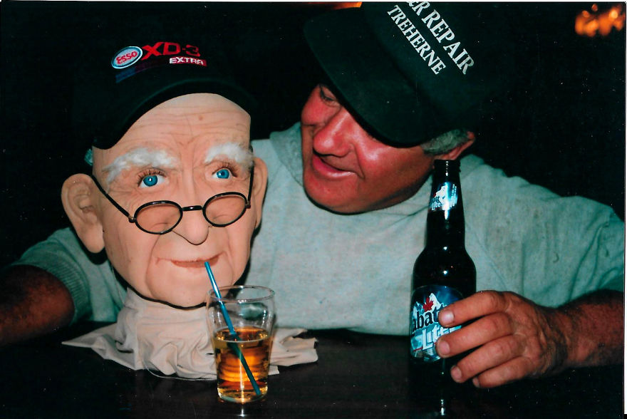 "It Never Hurts To Have An Extra Head Nearby!" Emile And His Drinking Buddy